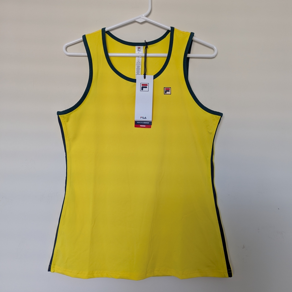 Fila Women's Yellow and Black Trim Tank Top